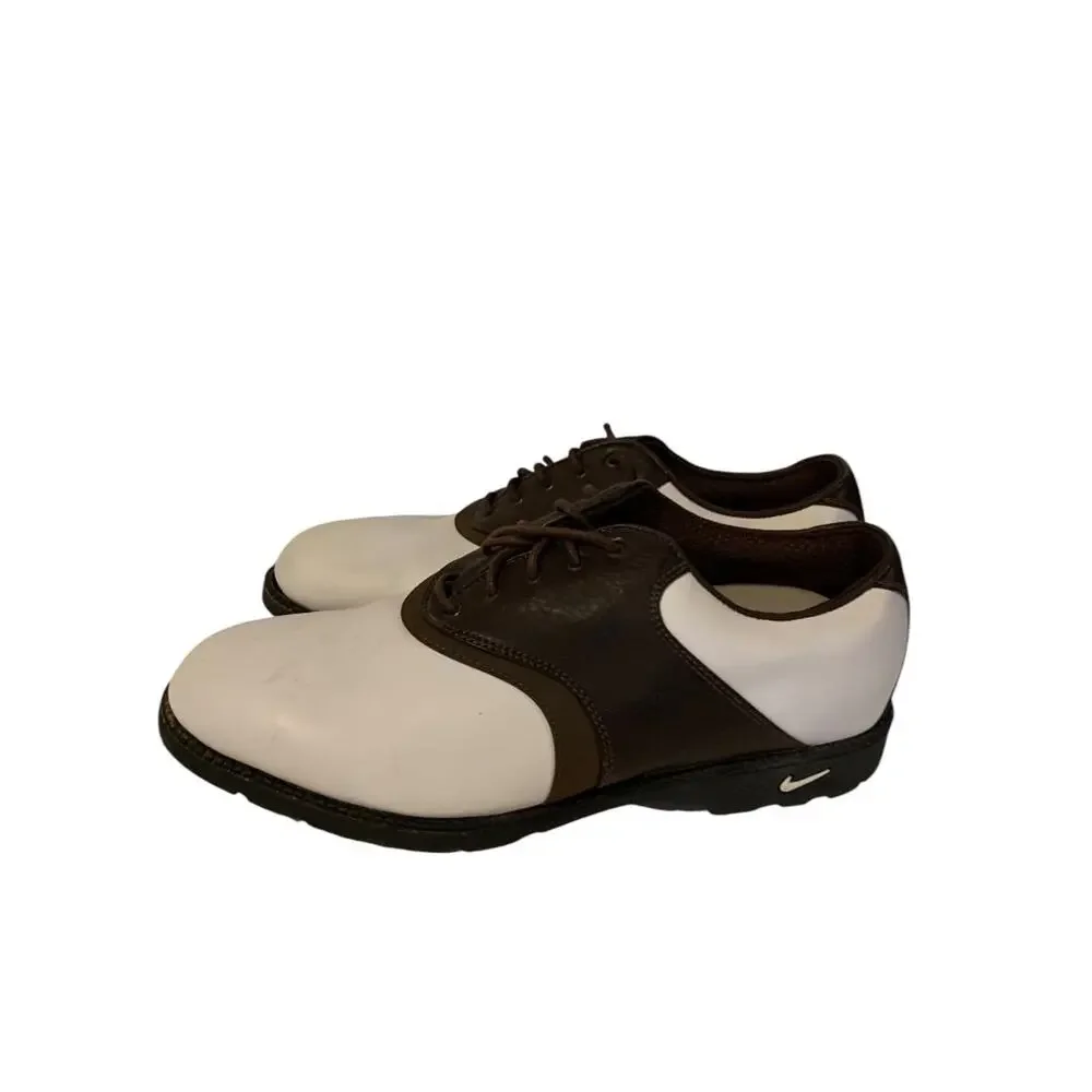 Size 7.5 Nike Golf Mens Waverly Last Cleats Lace Up Brown White Oxford Style